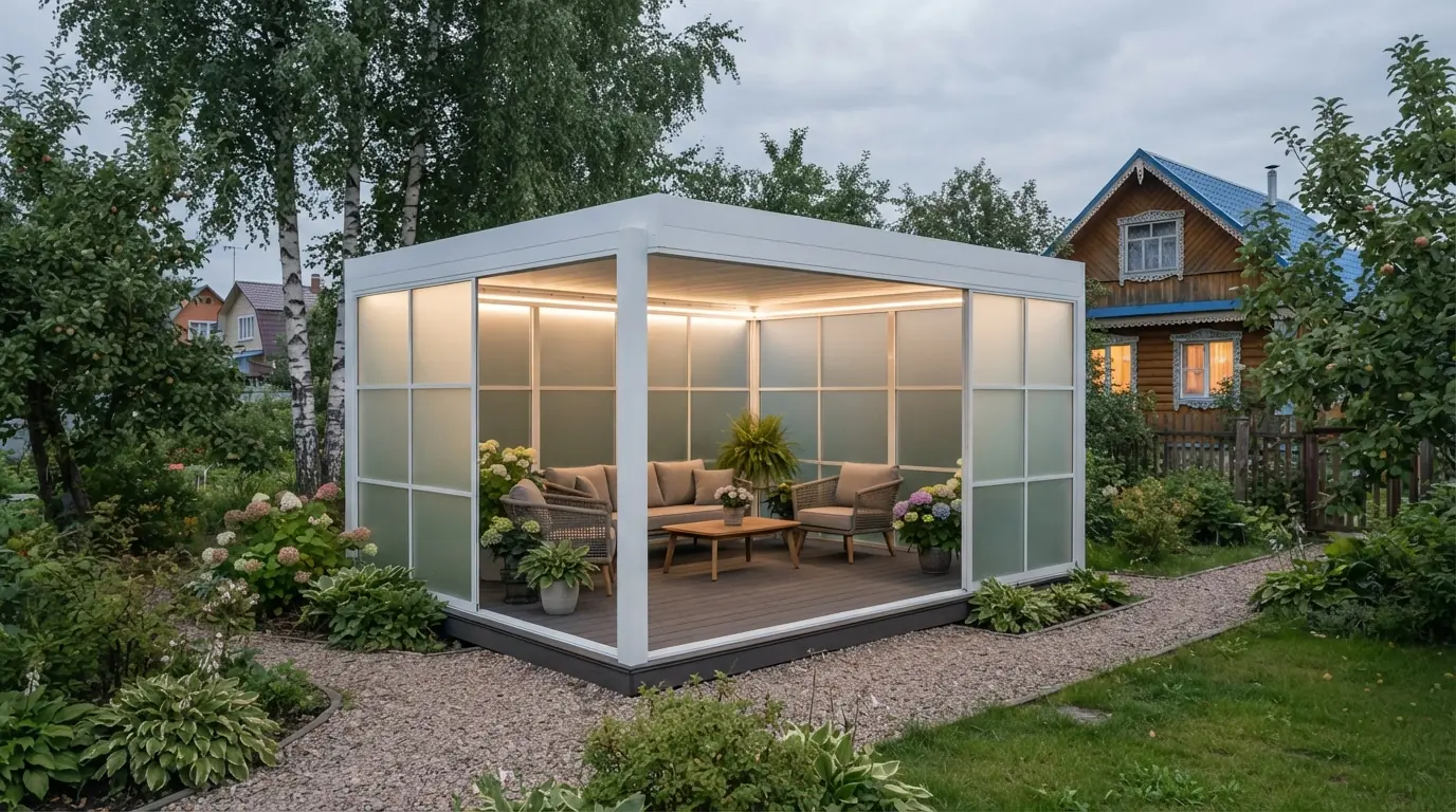 Панорамное остекление веранды загородного дома — фото 12